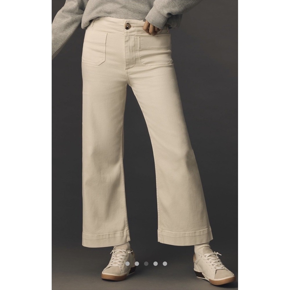 Anthropologie The Colette Crop Wide Leg Jeans by‎ Maeve Ivory Sz 32 NEW  $130